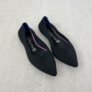 Rothy's Black Flats with Blue and Purple Accents